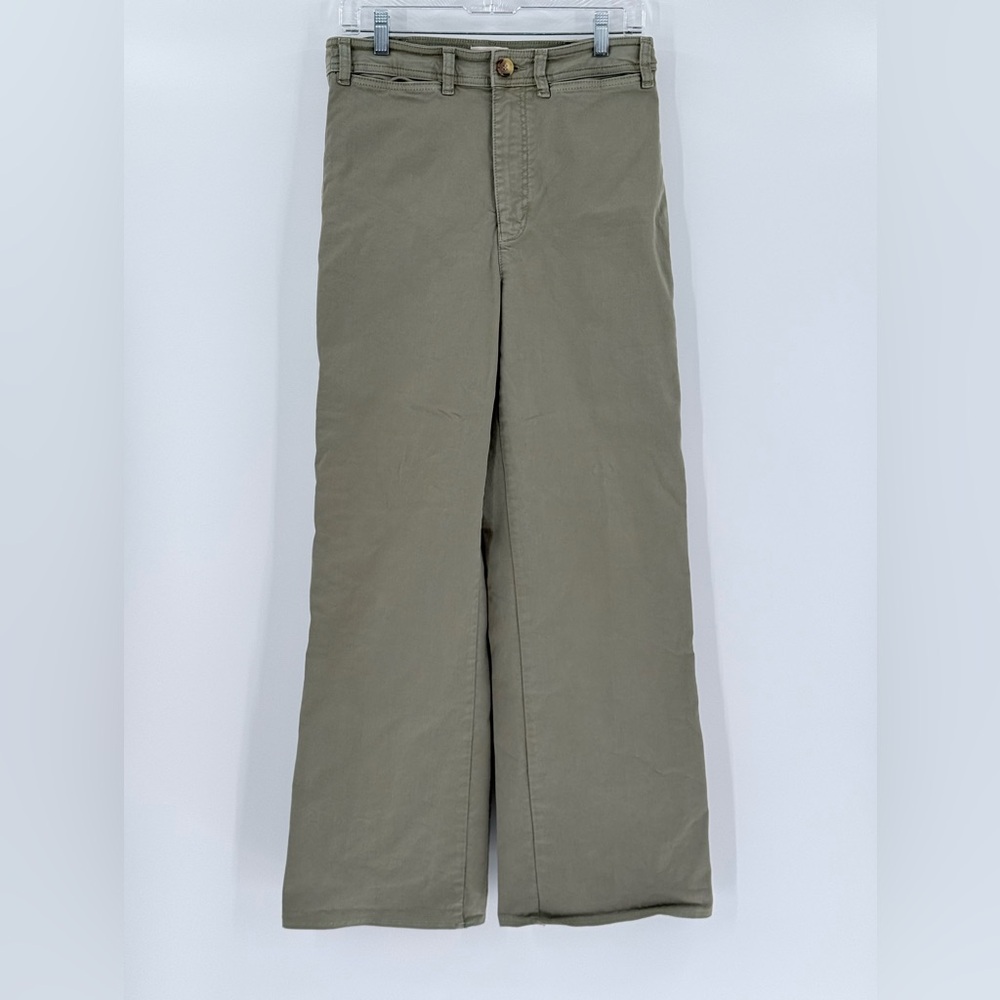 Marine Layer Bridget Wide Leg Khaki Pants Olive 12